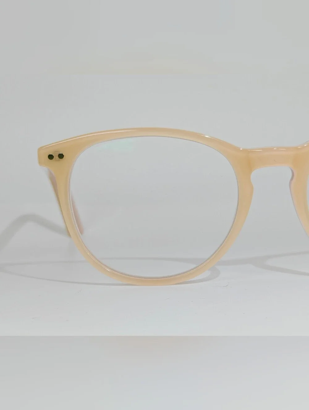 Fiction. Classic Round Women's Eyeglass Frames in Nude Pastel Pink